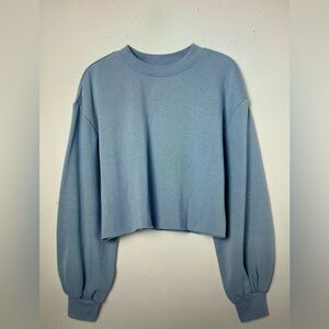 EUC cropped, boxy, light blue sweatshirt in a cotton blend
